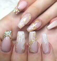 Nude-Coffin-Nails-With-Gold-Foil-2