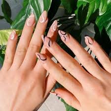 Nude-Matte-Nails-with-Black-Lines-10