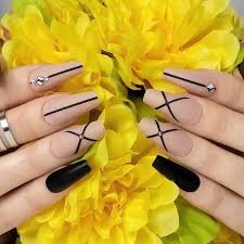 Nude-Matte-Nails-with-Black-Lines-6