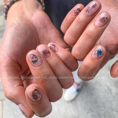 Nude-Nails-With-Stickers-Design-2