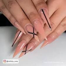 Nude-Nails-with-Black-Strict-Lines-13