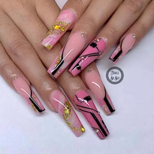 Nude-Pink-Nails-with-Bright-Color-Mix-3
