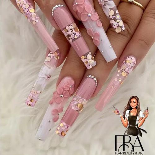 Nude-Pink-Nails-with-Flower-Nail-Art-3