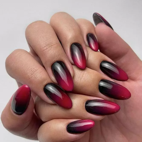 Ombre-Burgundy-Nails