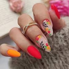 Orange-Hues-for-Almond-Shaped-Nails-7