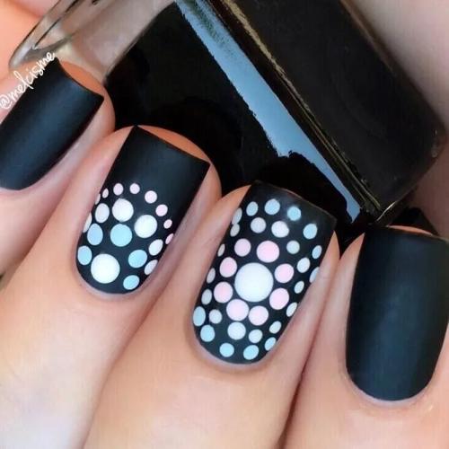 Pastel-Polka-Dots-for-Black-Nail-Art-1