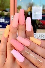 Peach-Matte-Short-Coffin-Nail-Art-2