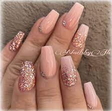 Peach-Nails-With-Glitter-5