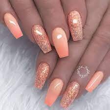 Peach-Nails-With-Glitter-6