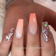 Peach-Nails-With-Glitter-7