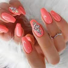 Peach-Nails-With-Rhinestones-5