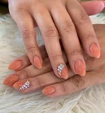 Peach-Nails-With-Rhinestones-8