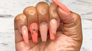 Peach-Nails-With-Stripes-and-Geometric-Pattern-8