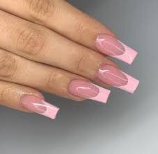 Pink-Coffin-French-Nails-2