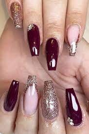 Silver-And-Gold-Glitter-Burgundy-Nails-4