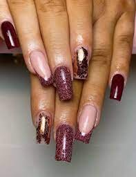 Silver-And-Gold-Glitter-Burgundy-Nails-5