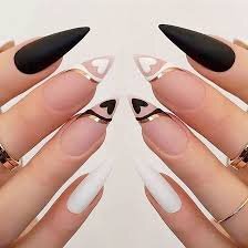 Stiletto-Matte-Nude-Nails-with-Black-Dots-6