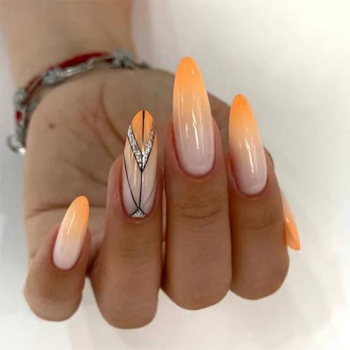 Tribal-Peach-Nail-Art-1