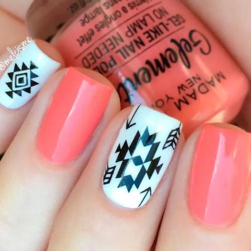 Tribal-Peach-Nail-Art-2