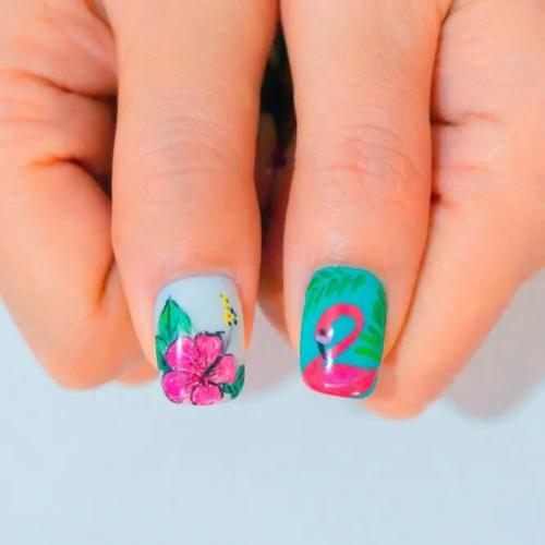 Tropical-Flower-Nail-Art-3