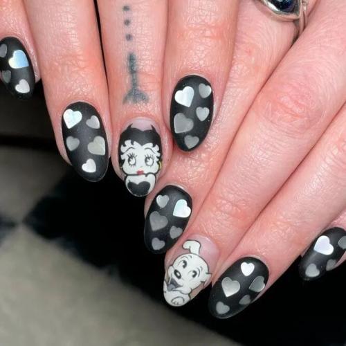 Valentines-Day-Nails-with-Cute-Animals-2