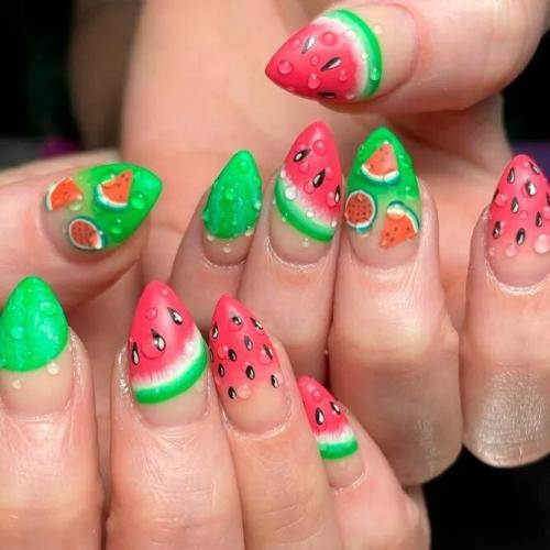 Watermelon-Accent-Nails-For-Summer-Time-2