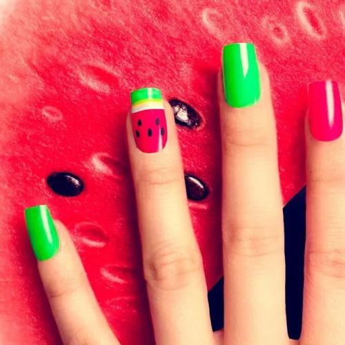 Watermelon-Accent-Nails-For-Summer-Time-4