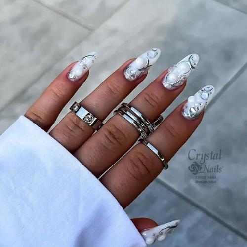 White-Acrylic-Nail-Art-with-Rhinestones-1
