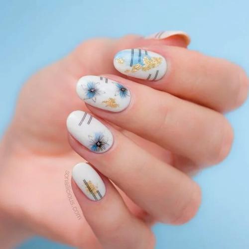White-Nail-Polish-with-Bright-Pops-of-Color-2