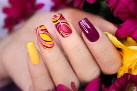 Yellow-Burgundy-Nails-2