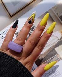 Yellow-Color-Nails-With-Black-Accent-6