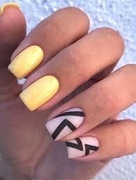 Yellow-Nail-Design-with-Abstract-Art-8