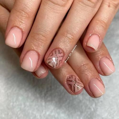 Geometric-Nail-Design-With-Gold-Glitter-2